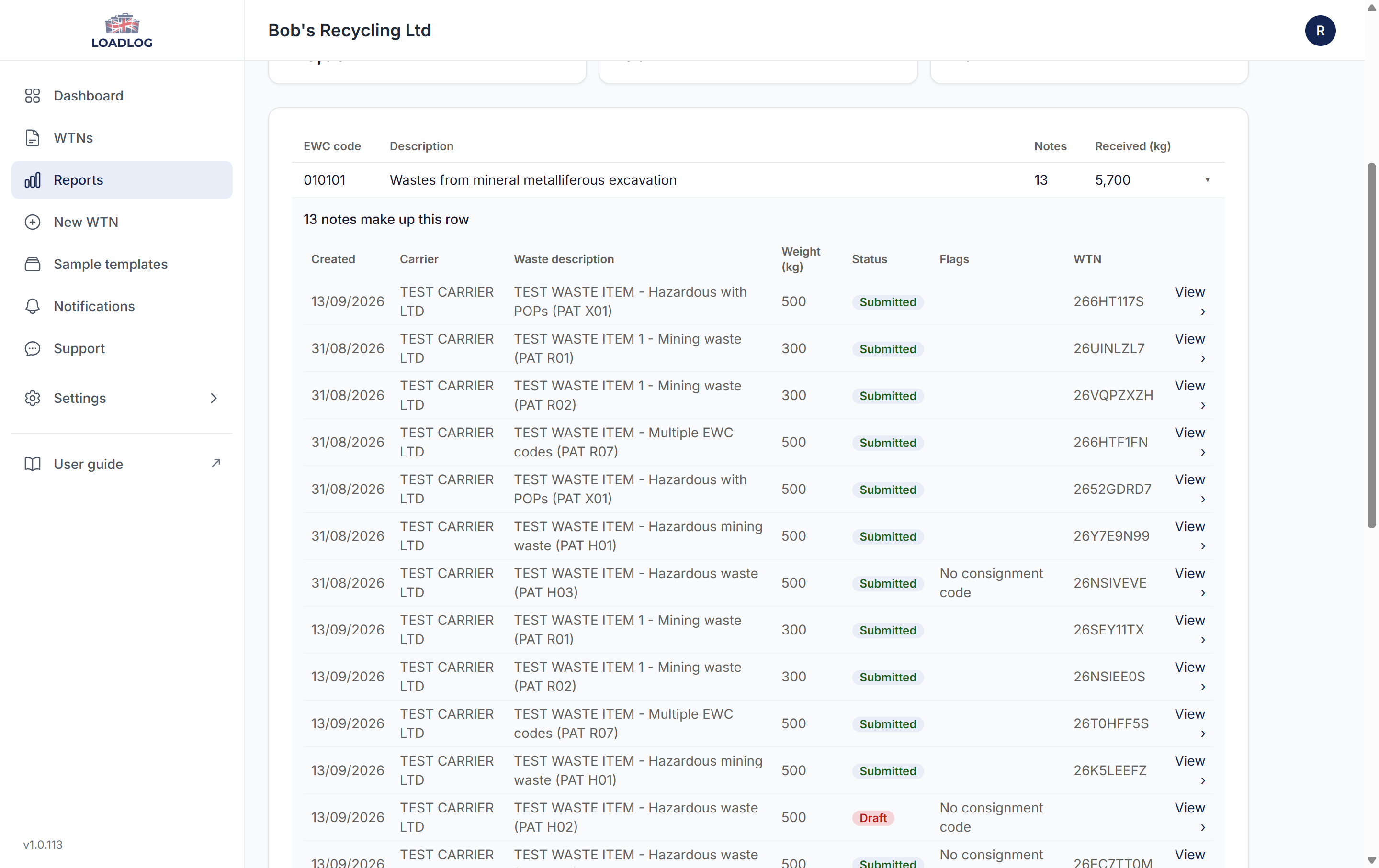 A report with a row opened up, showing the notes behind the figure